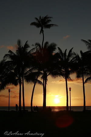Sunset on Waikiki Beach, Oahu HA